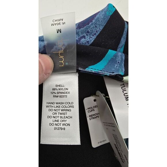 Mynah Womens Abstract Palm Bandeau Bikini Top Medium Molded Cups & Removable Str - Picture 6 of 6